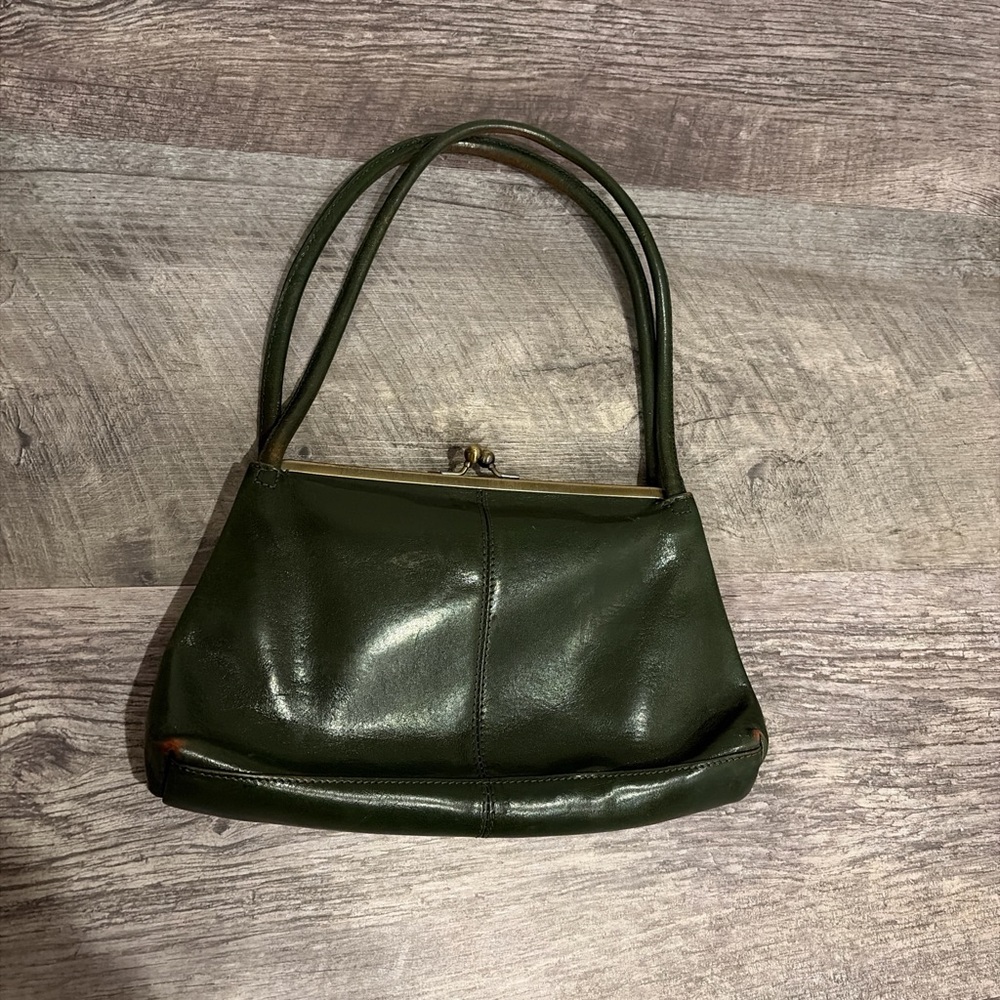 HOBO Dark Green Leather Kiss-Lock Shoulder Bag